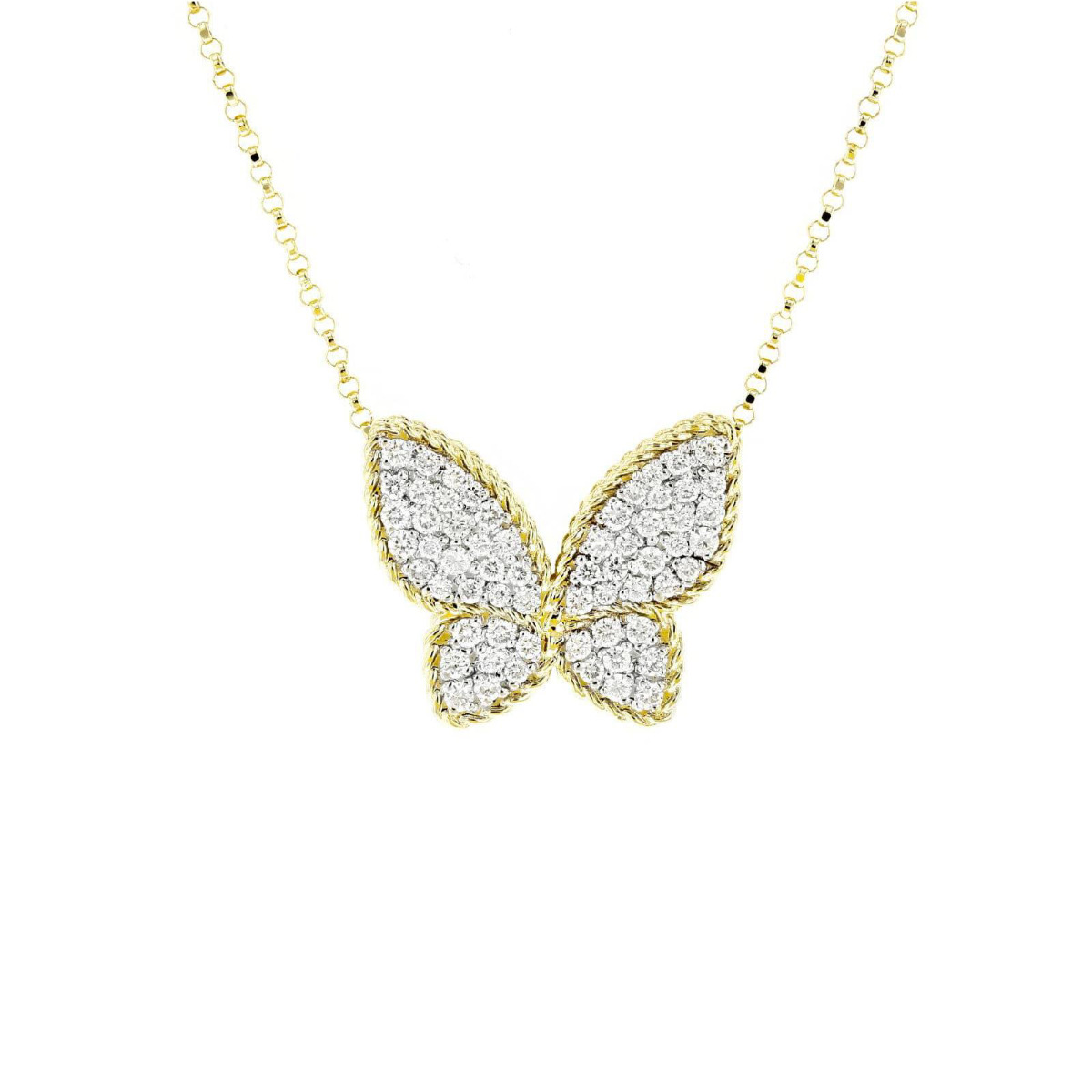 Roberto Coin 18k Large Butterfly Diamond Pendant Necklace