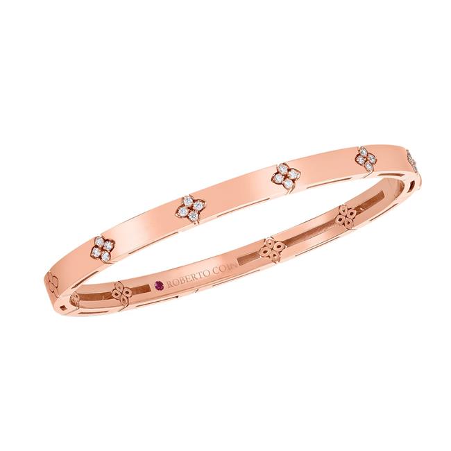 Roberto Coin Love In Verona 18k Rose Gold Diamond Bangle