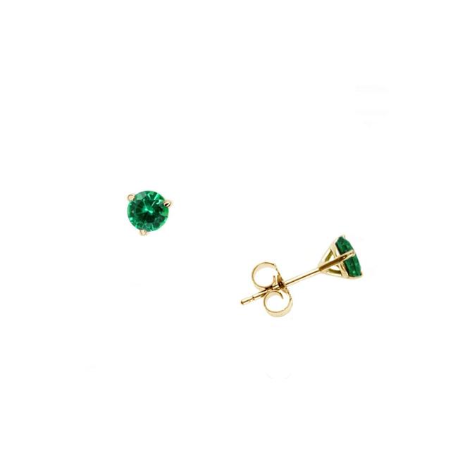 London Collection 14k Yellow Gold Emerald Stud Earrings