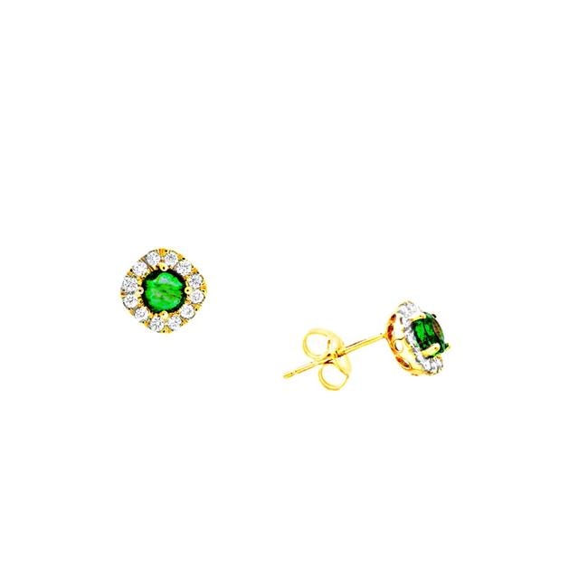 London Collection 14k Yellow Emerald Stud Earrings