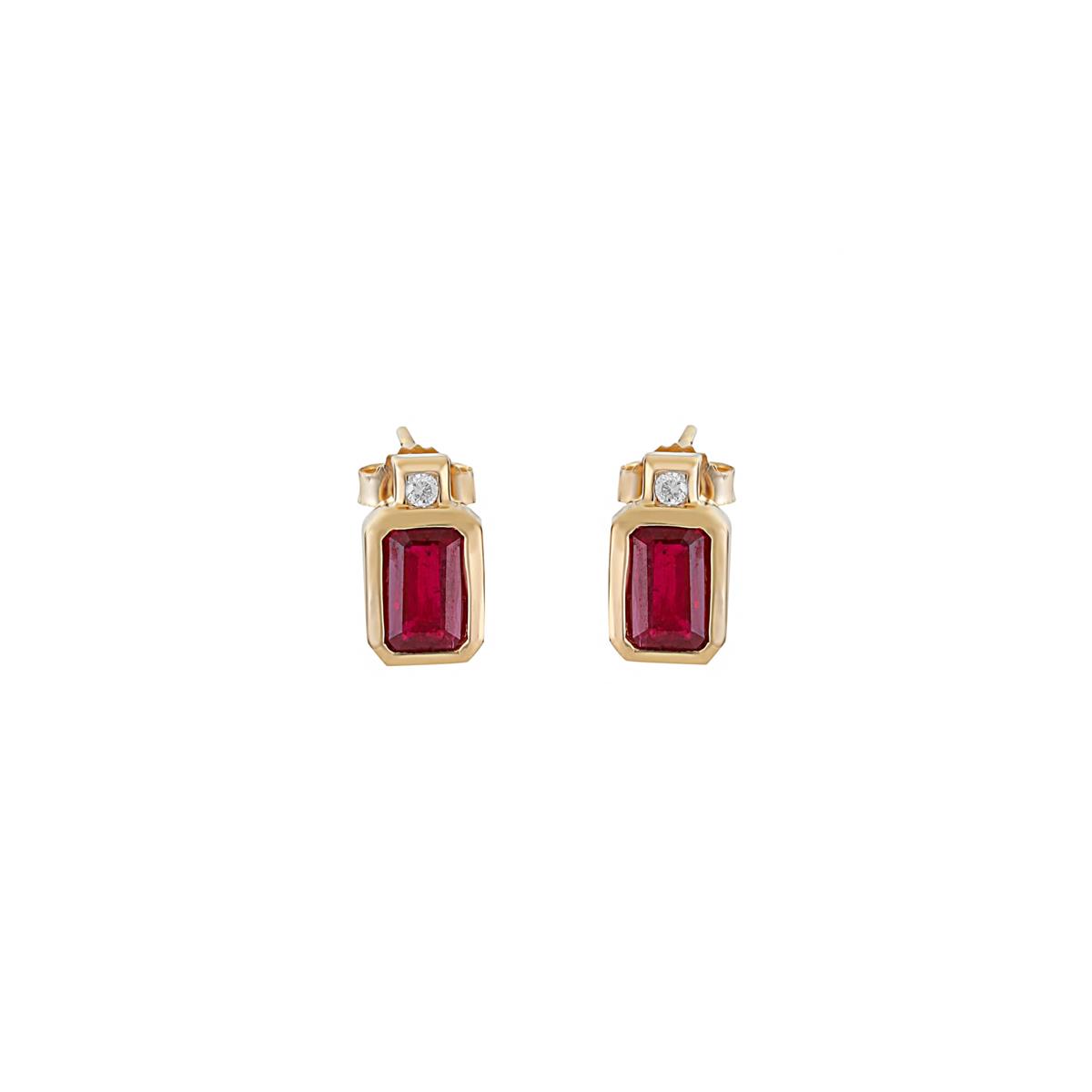 London Collection 14k Ruby and Diamond Stud Earrings