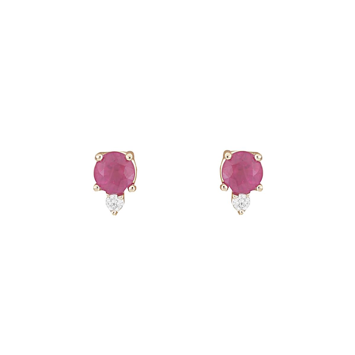 London Collection 14k Gemstone and Diamond Stud Earrings