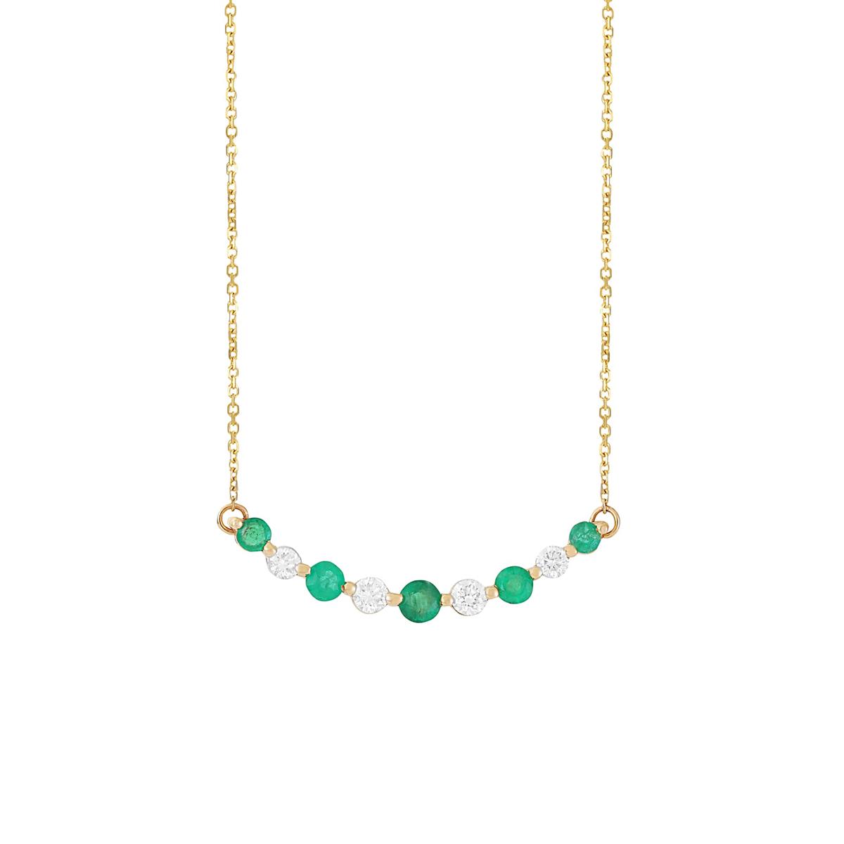 London Collection 14k Emerald and Diamond Necklace