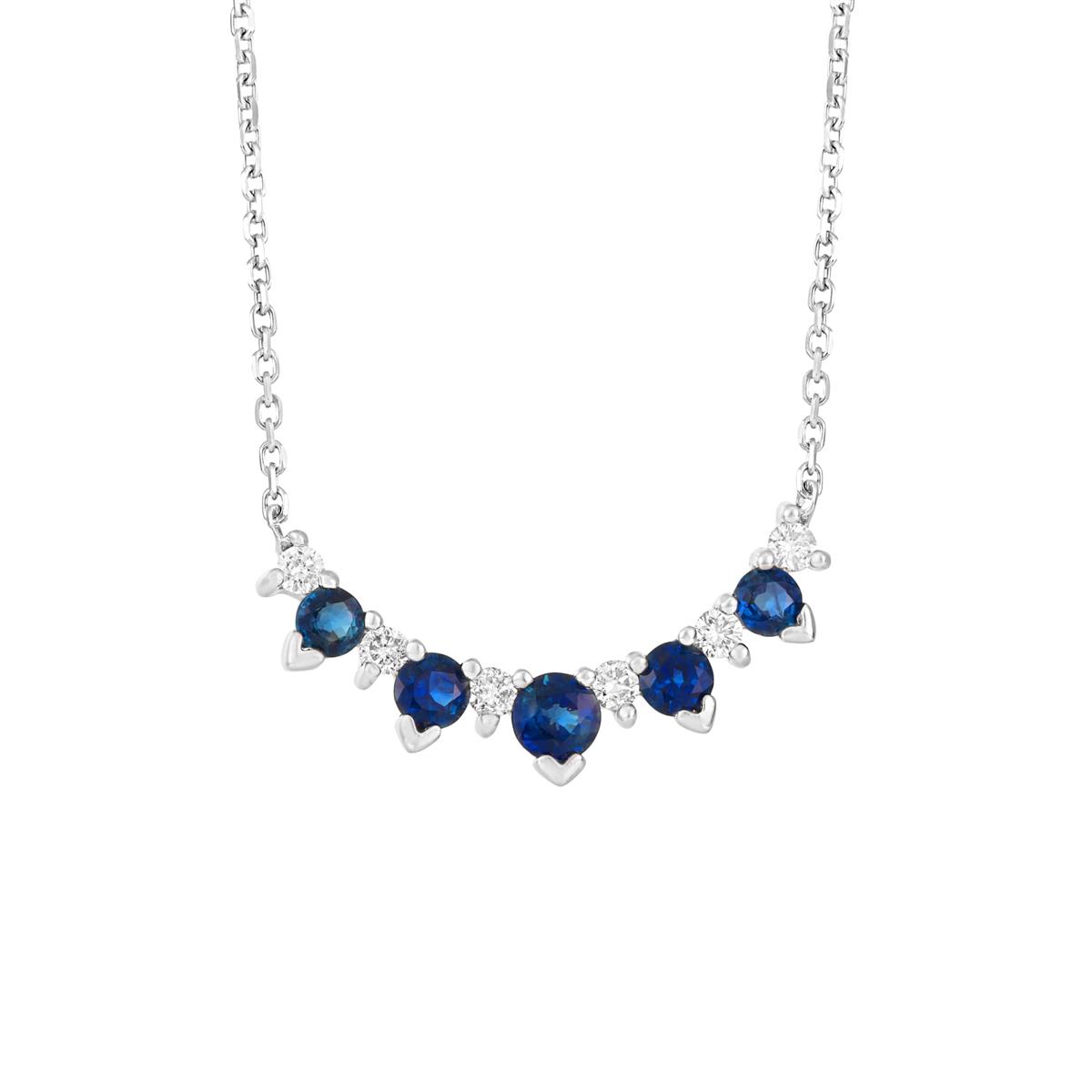 London Collection 14k Blue Sapphire and Diamond Necklace