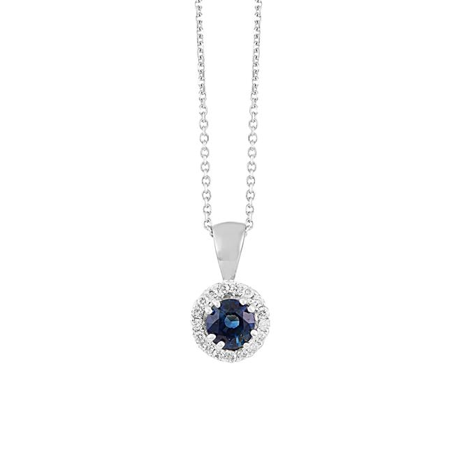 London Collection 14k White Gold Diamond And Gemstone Round Necklace