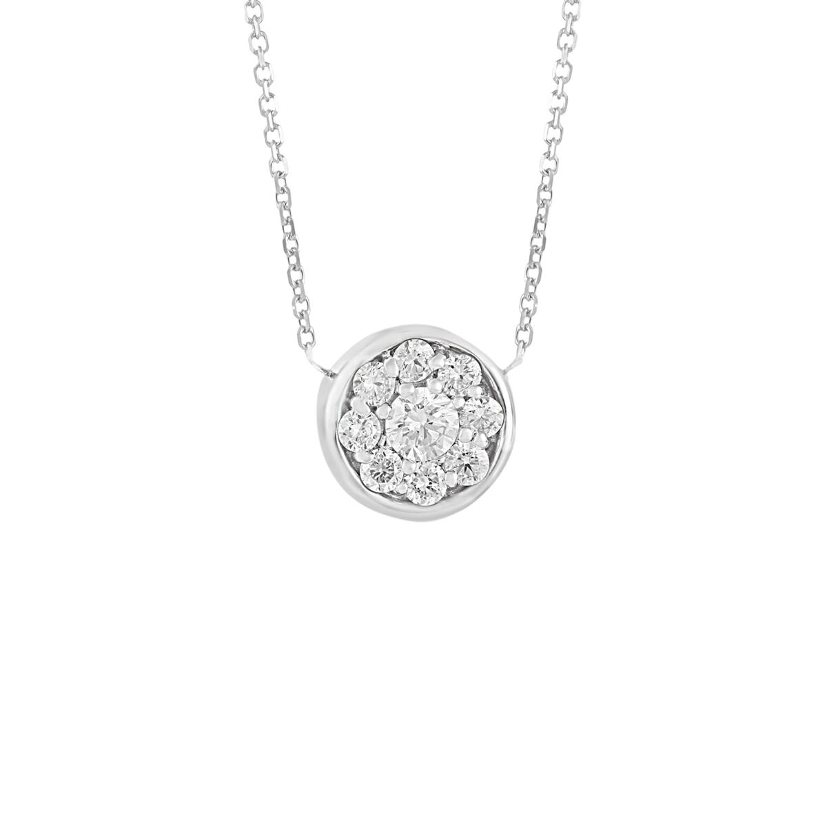 London Collection 14k Round Diamond Cluster Pendant Necklace