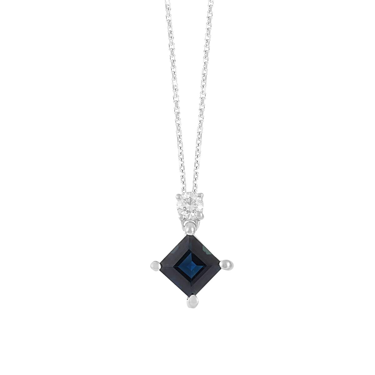 London Collection 14k Blue Sapphire and Diamond Pendant Necklace