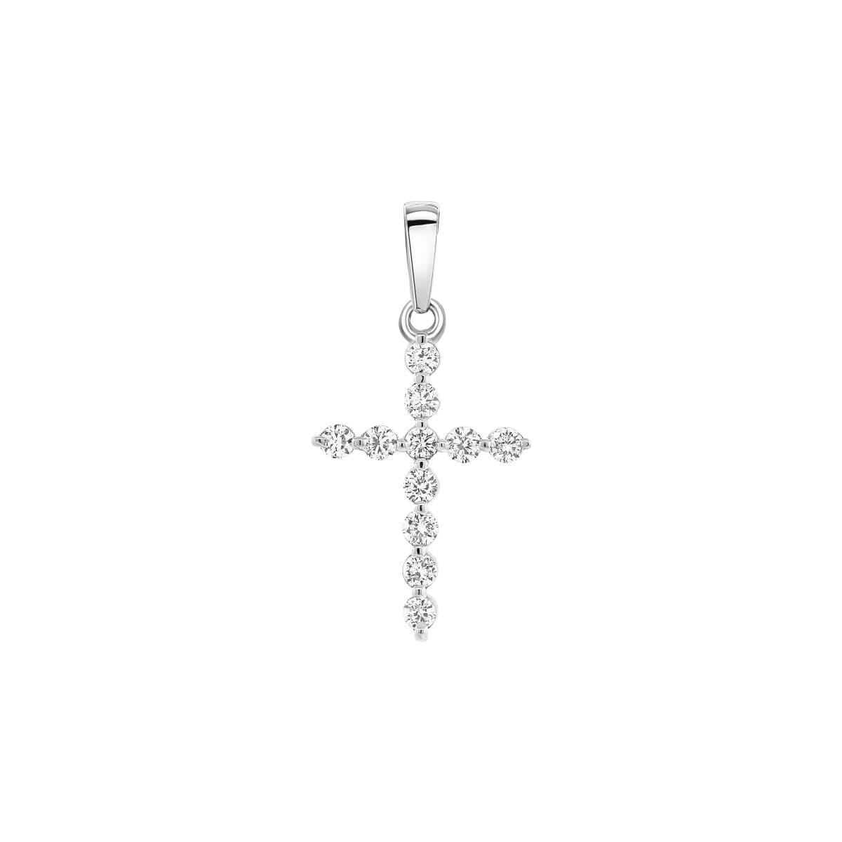 London Collection 14k Round Diamond Cross Pendant