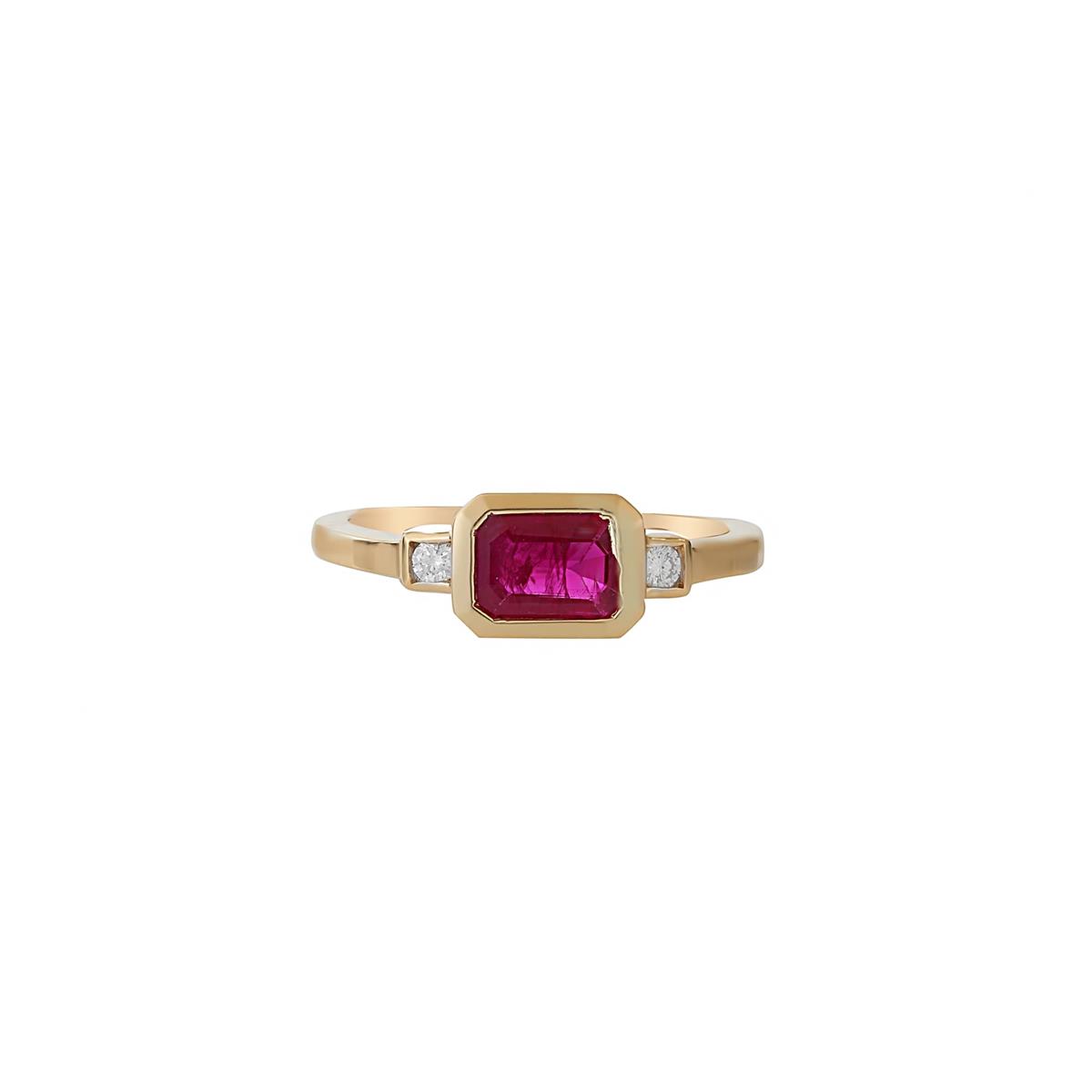 London Collection 14k Octagonal Ruby and Diamond Ring