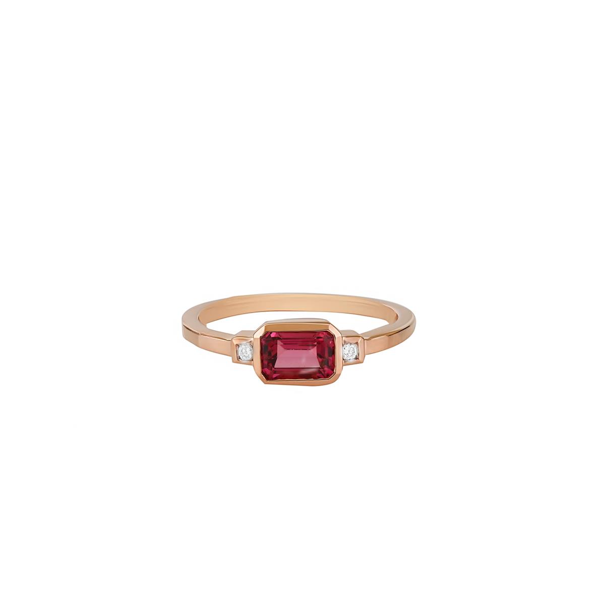 London Collection 14k Octagonal Pink Tourmaline and Diamond Ring