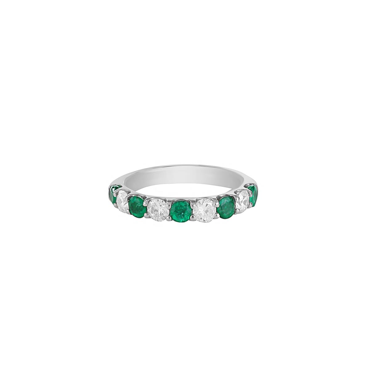 London Collection 14k Alternating Emerald and Diamond Ring