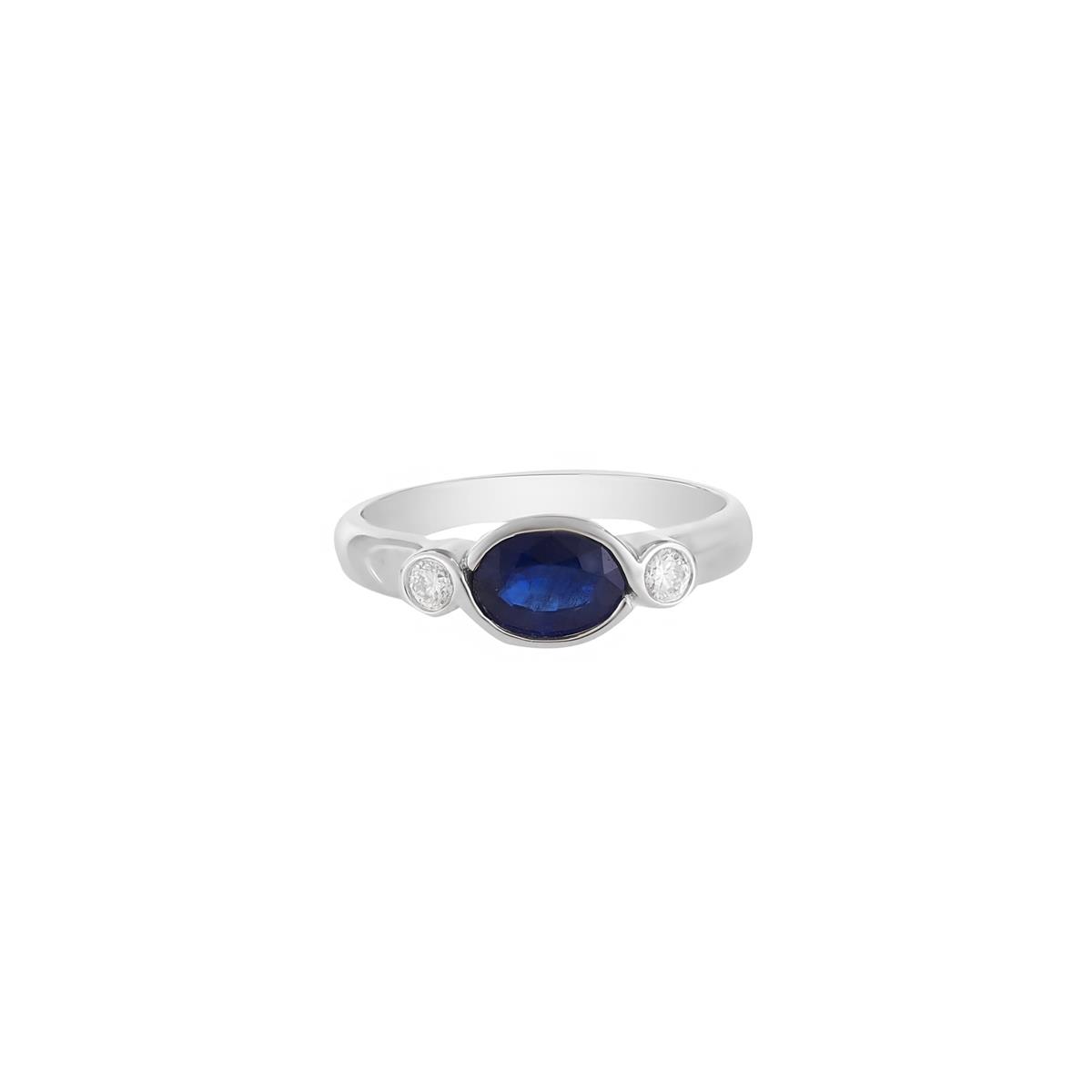London Collection 14k Oval Blue Sapphire and Diamond Ring