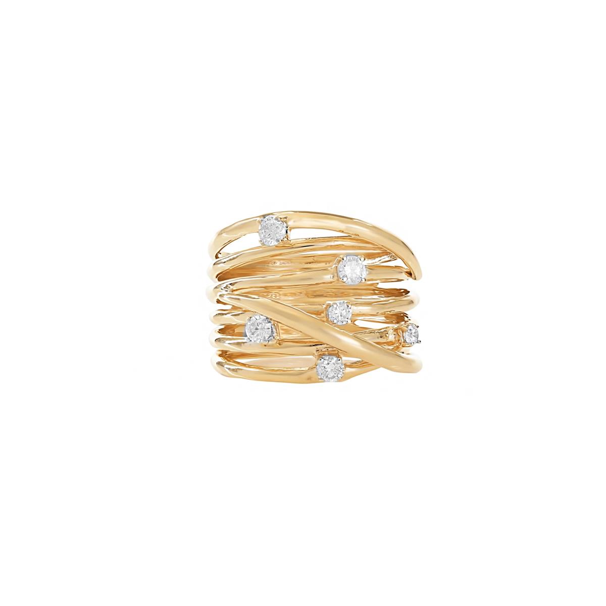 London Collection Yellow Gold Round Diamond Wrap Ring