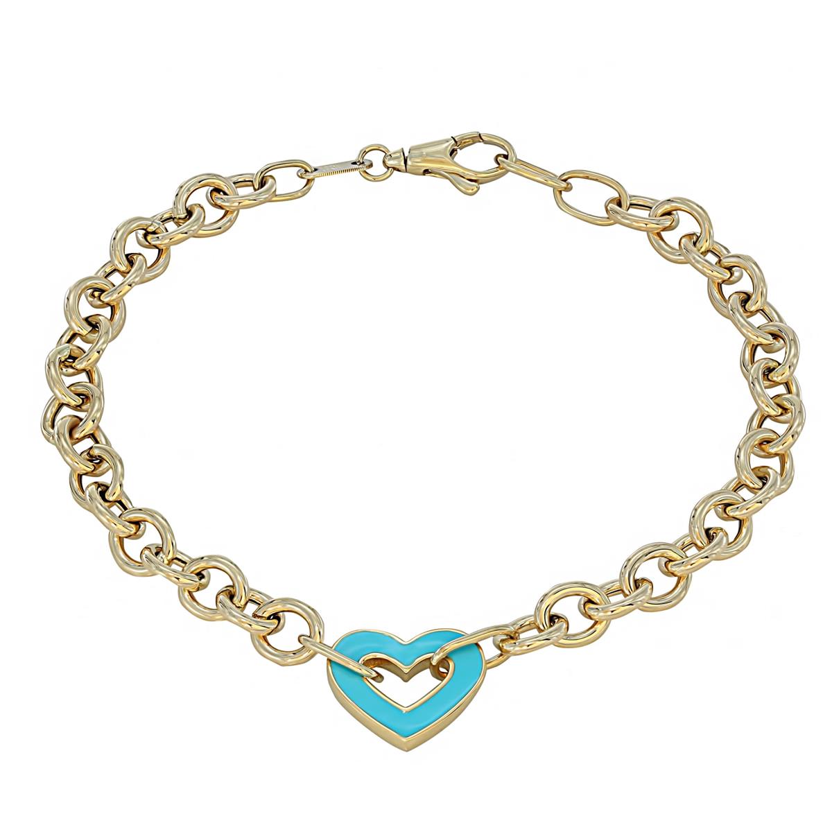 London Collection 14k Enamel Heart Rolo Bracelet