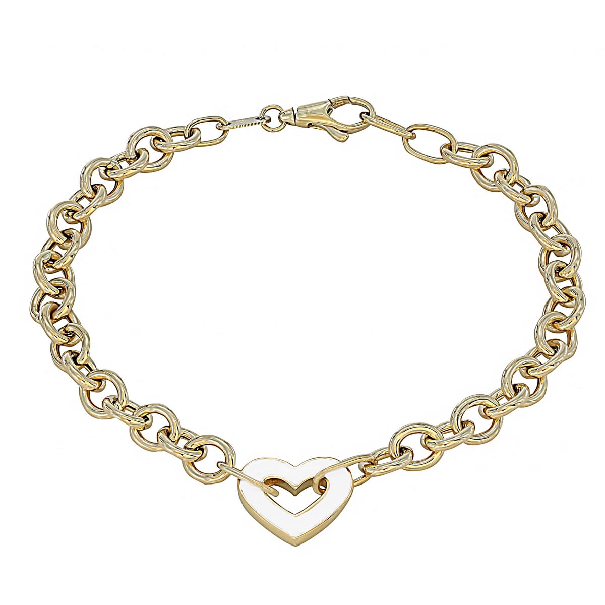 London Collection 14k Enamel Heart Rolo Bracelet