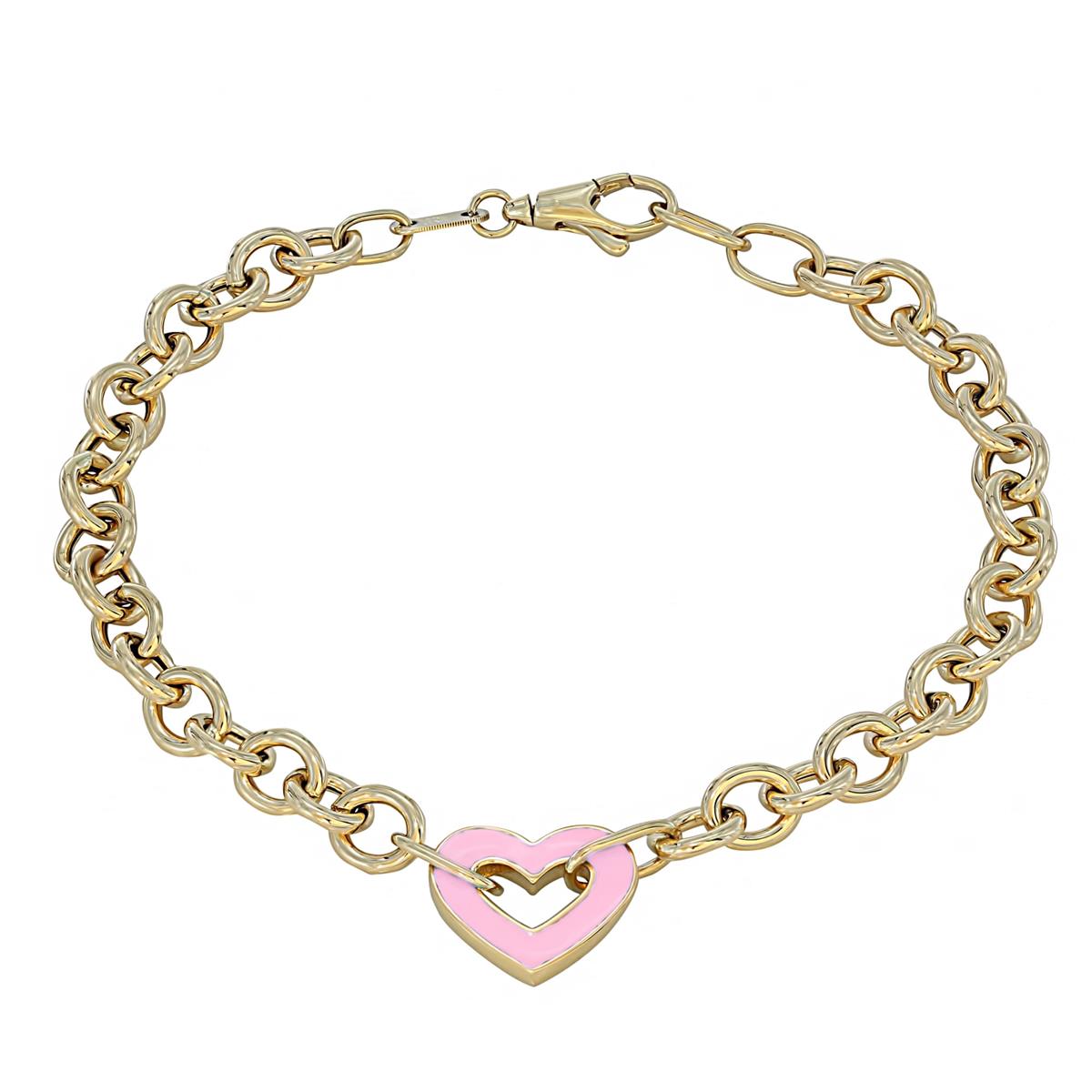 London Collection 14k Enamel Heart Rolo Bracelet