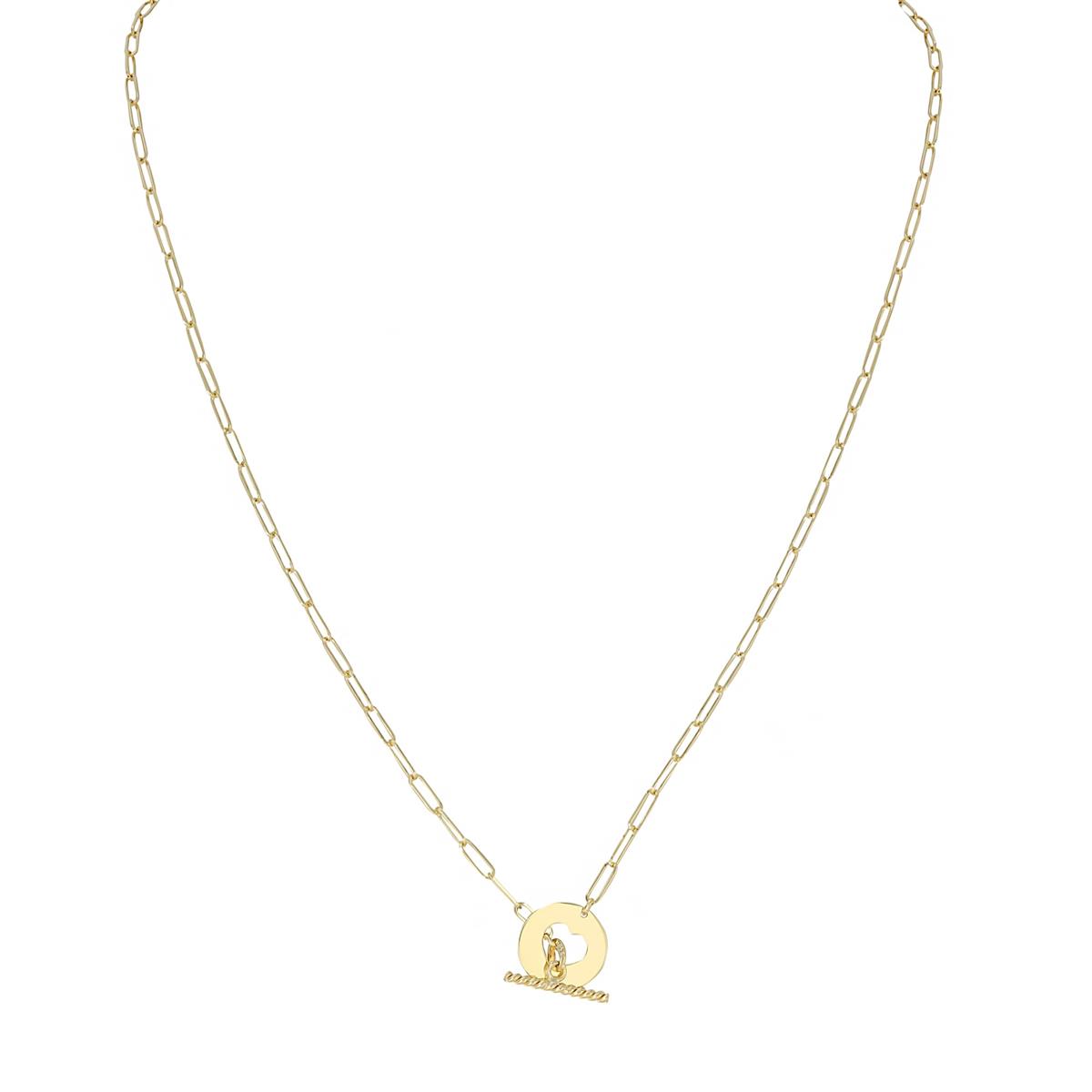 London Collection 14k Heart Disc Toggle Necklace