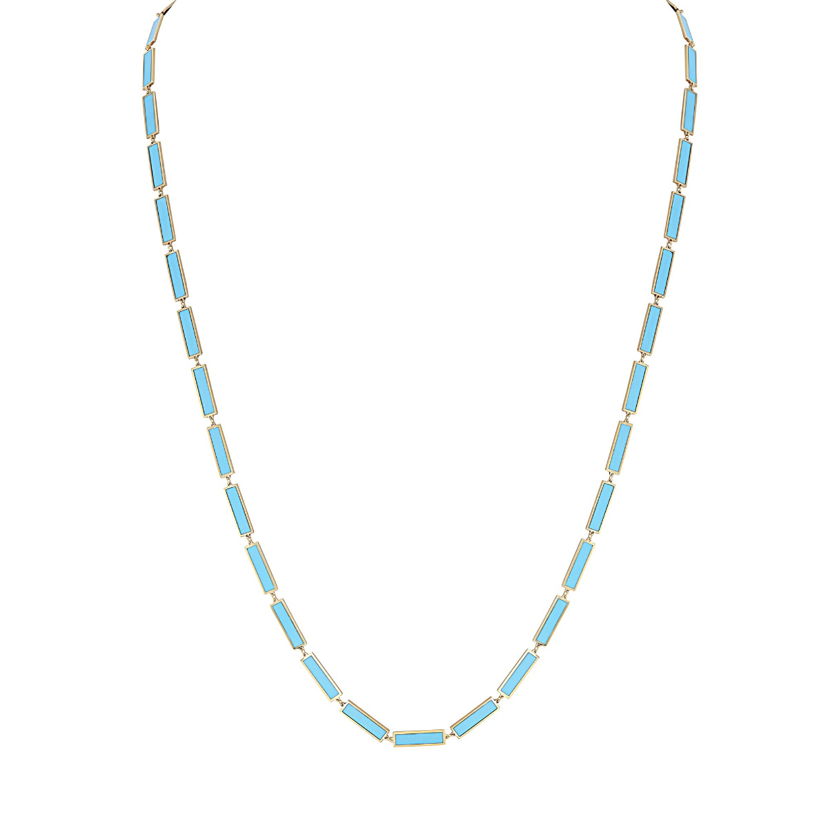 London Collection 14k Yellow Gold Large Turquoise Bar Necklace