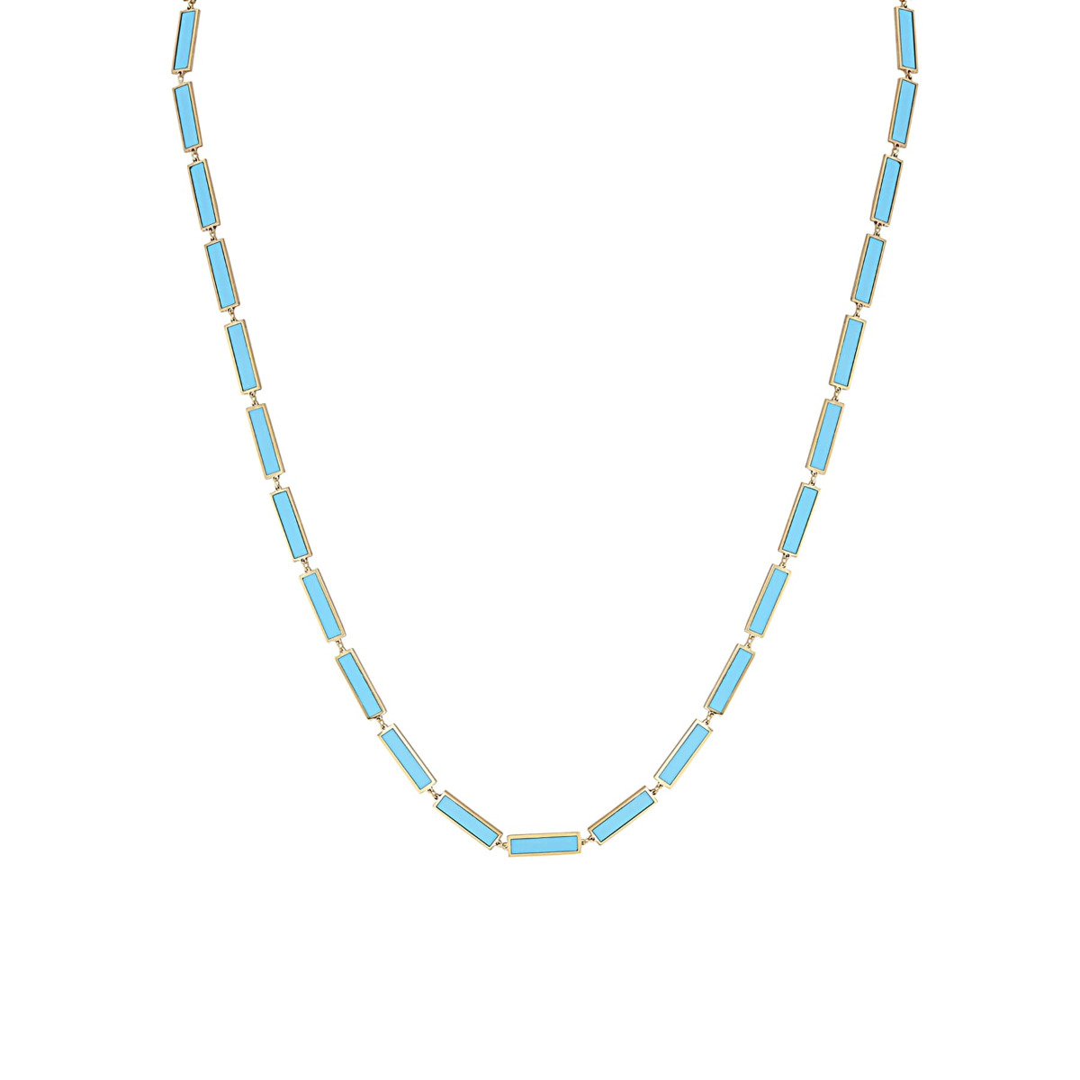 London Collection 14k Yellow Gold Large Turquoise Bar Necklace