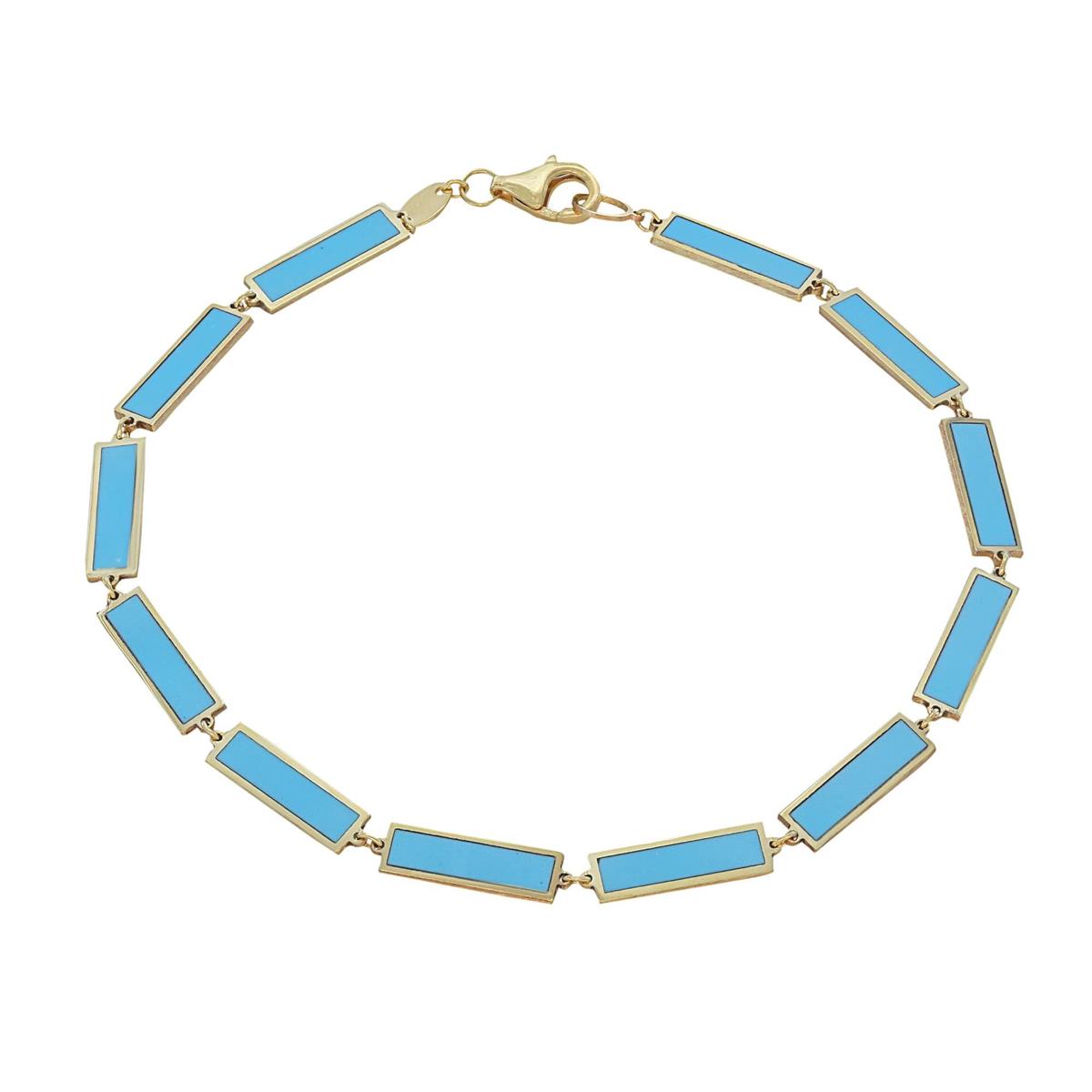London Collection Yellow Gold Large Turquoise Bar Bracelet