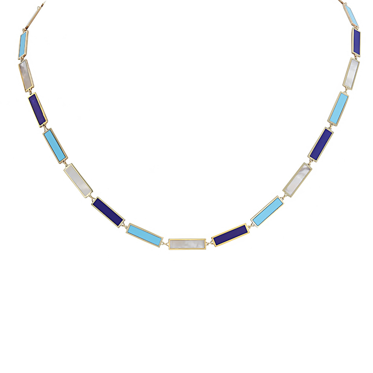 London Collection 14k Large Mixed Bar Necklace