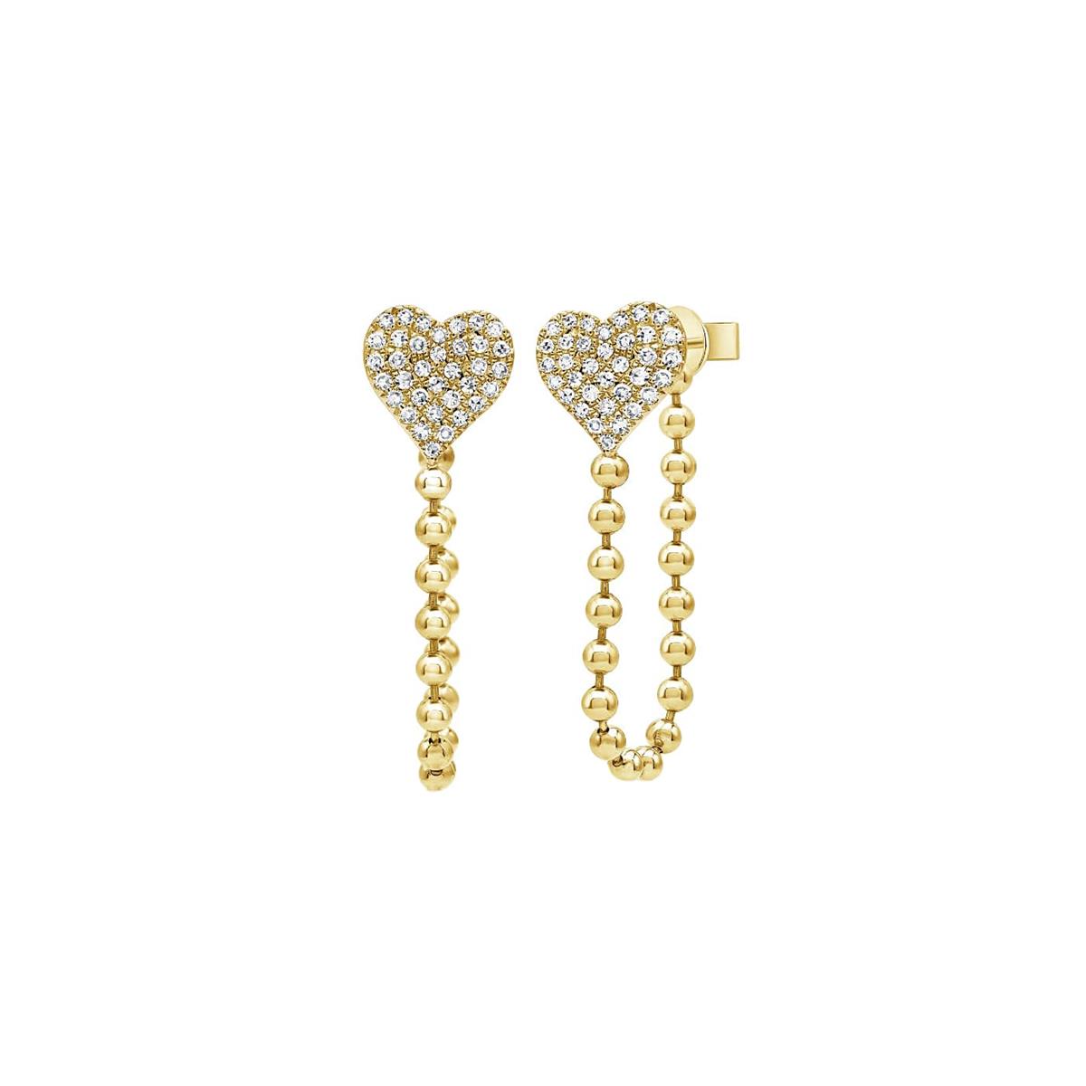 London Collection Yellow Gold Diamond Heart Bead Earrings