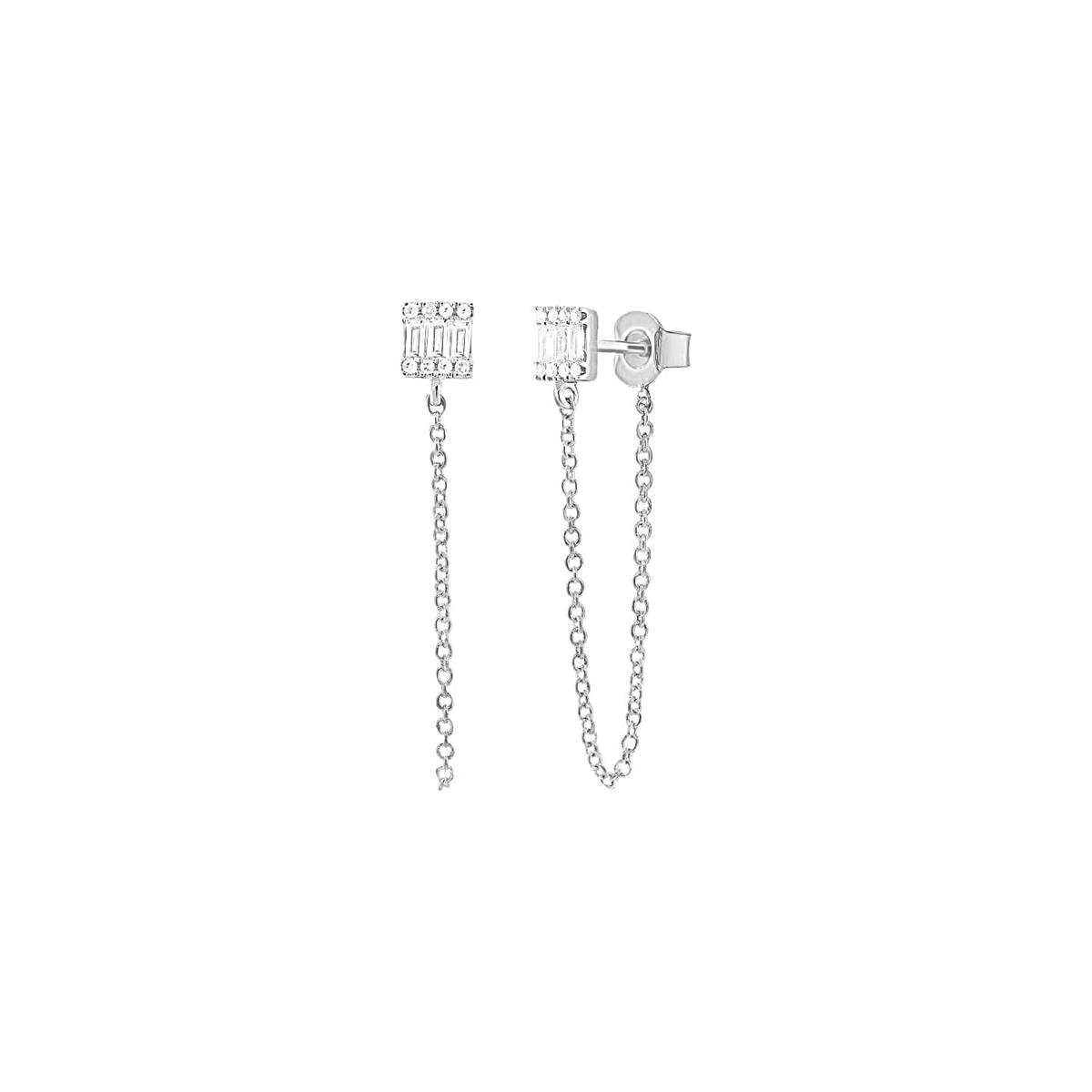 London Collection 14k Mixed Shape Diamond Chain Dangle Earrings