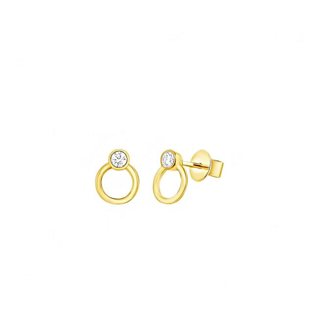 London Collection 14k Yellow Gold Diamond Bezel Circle Earrings