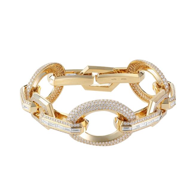 Messika Groove 18k Yellow Gold Oval Link Bracelet