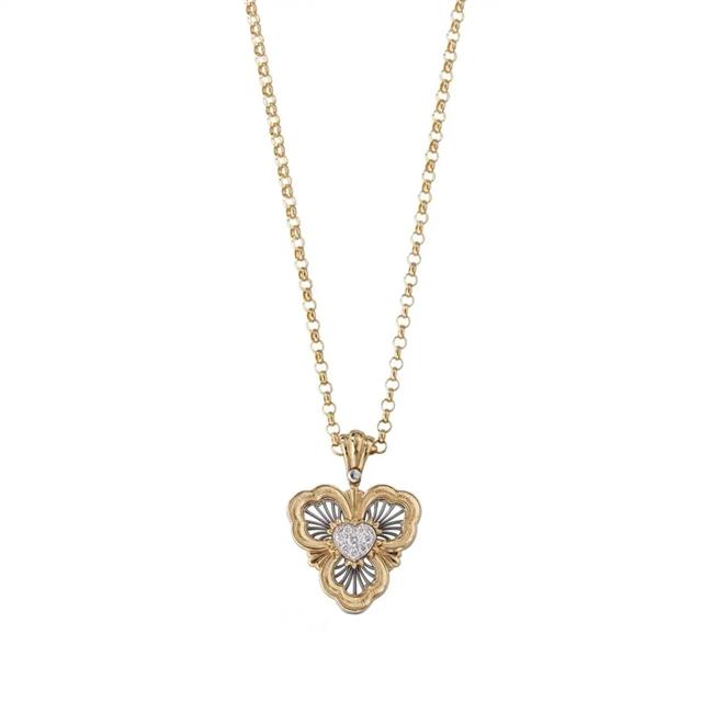 Buccellati Opera Tulle 18k Two Tone Diamond Heart Necklace