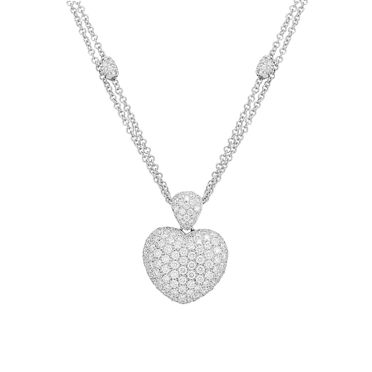 Leo Pizzo White Gold Diamond Heart Pendant Necklace