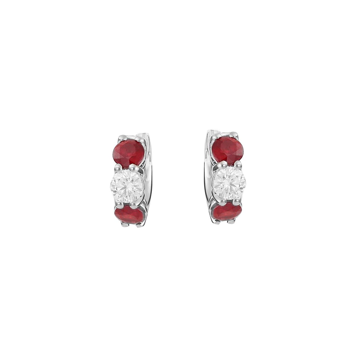 London Collection White Gold Diamond and Gemstone Huggie Earrings