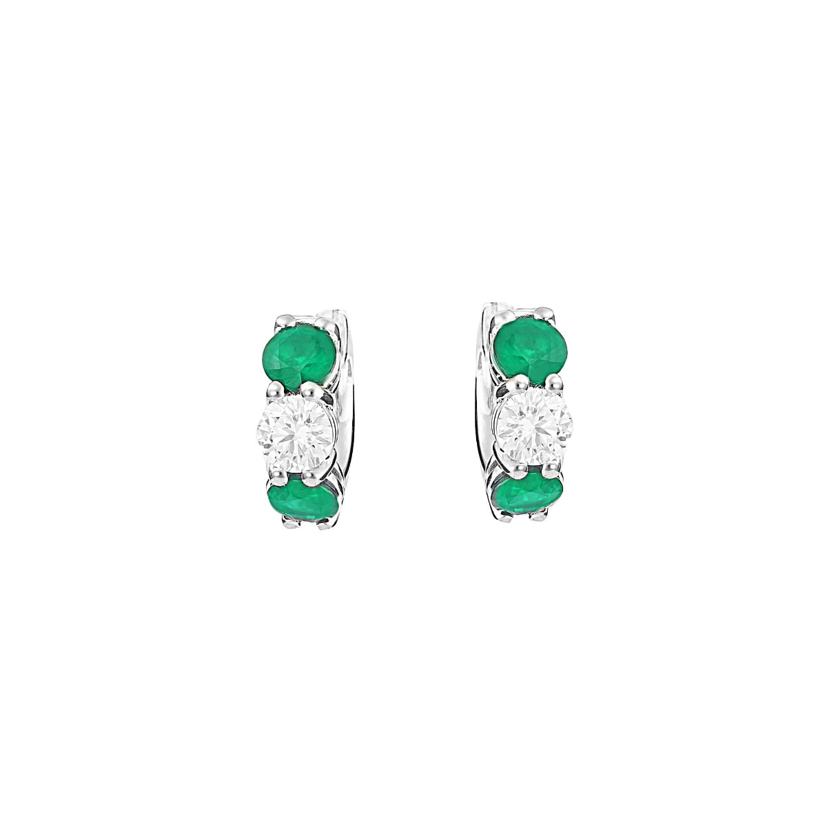 London Collection White Gold Diamond and Gemstone Huggie Earrings