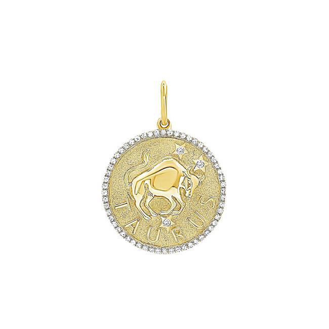 London Collection 14k Yellow Gold Diamond Taurus Zodiac Pendant
