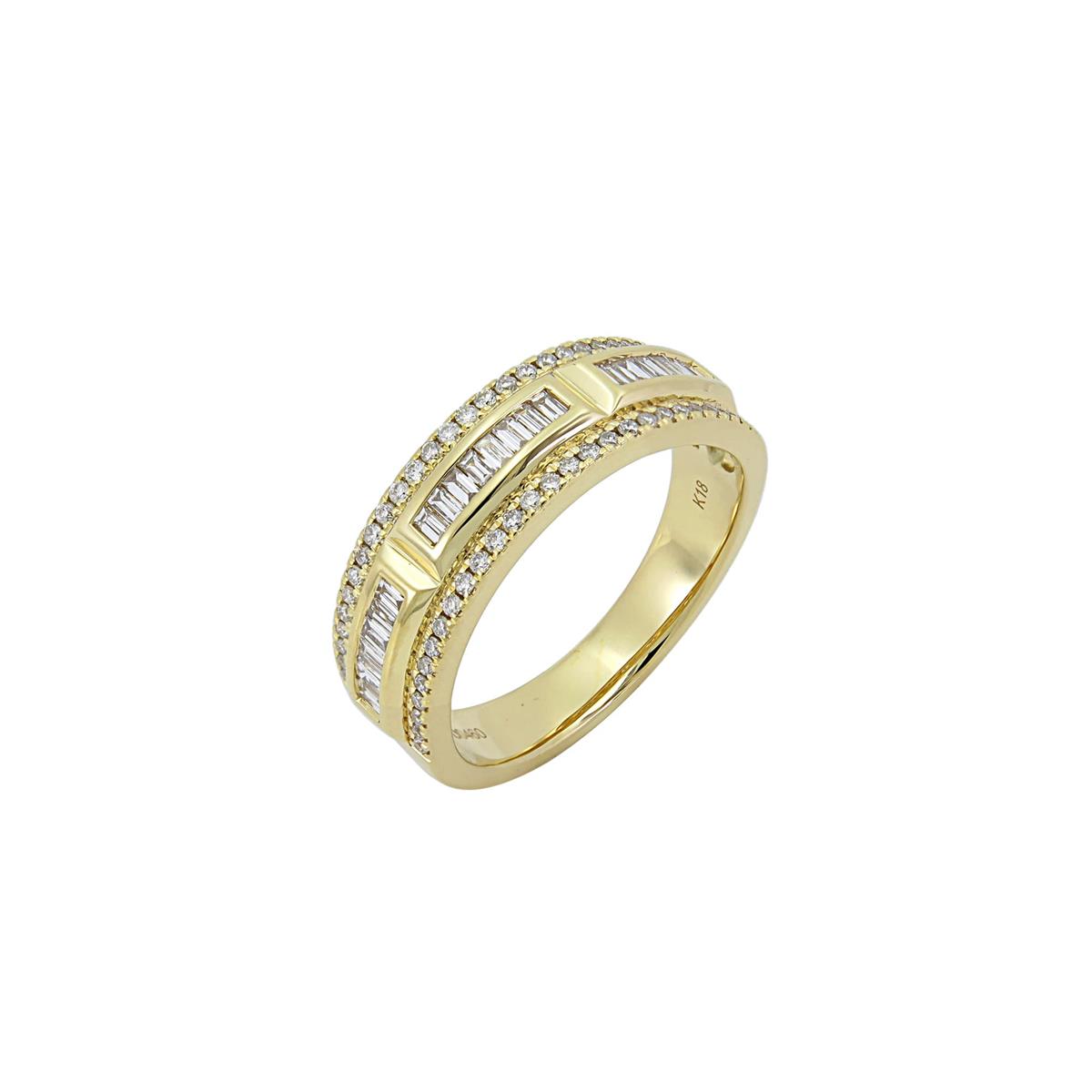 London Collection 18k Baguette and Round Diamond Band
