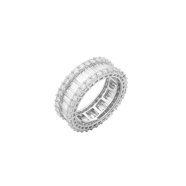 London Collection 18k White Gold Baguette Diamond Band