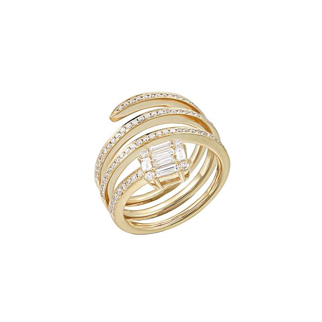 London Collection 18k Yellow Gold Mixed Shape Diamond Wrap Ring