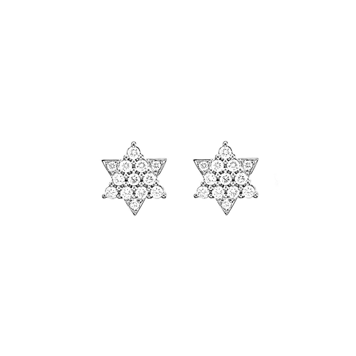 London Collection 18k Gold Star of David Diamond Stud Earrings