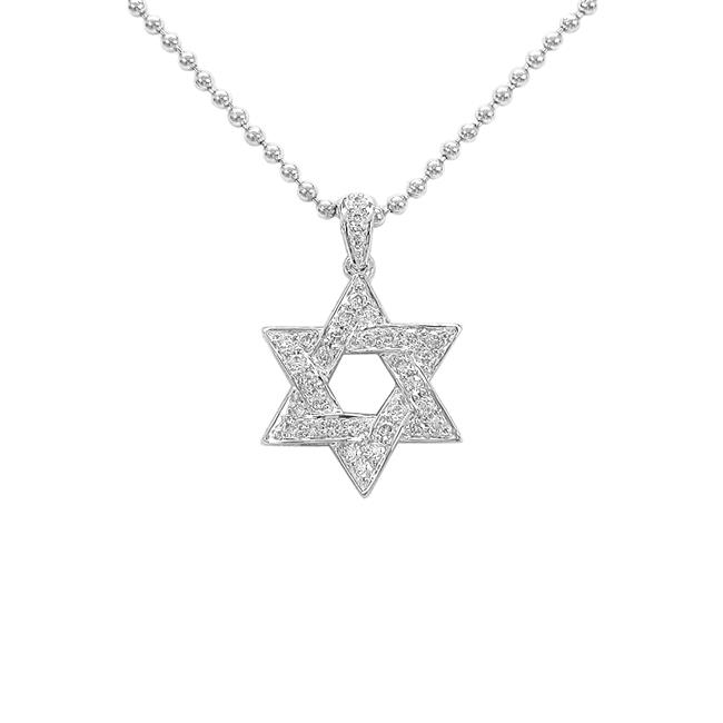 London Collection 18k White Gold Diamond Star of David Pendant