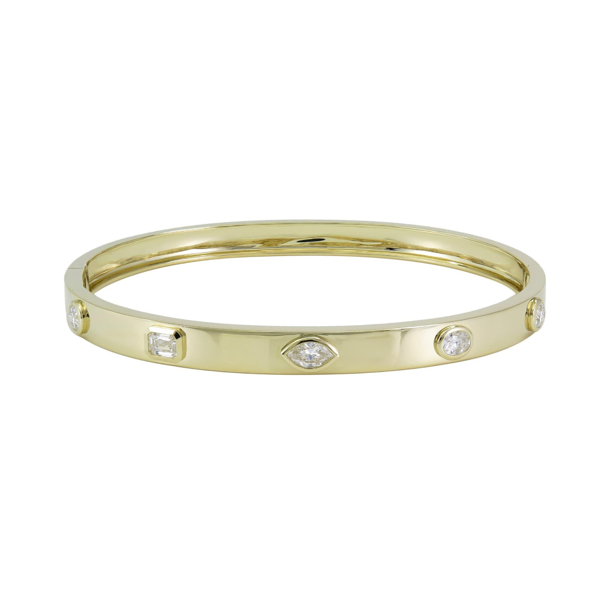 London Collection 18k Gold Mixed Shape Diamond Bangle
