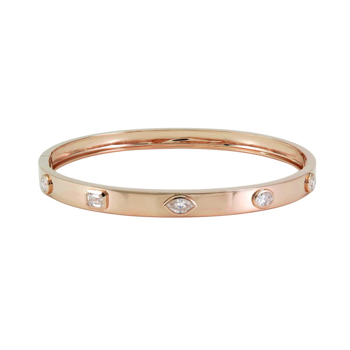 London Collection 18k Gold Mixed Shape Diamond Bangle