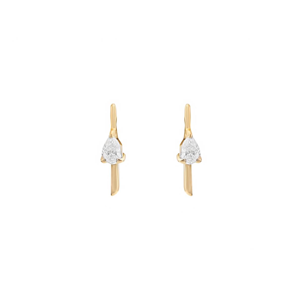 London Collection 14k Pear Shape Diamond Stick Earrings