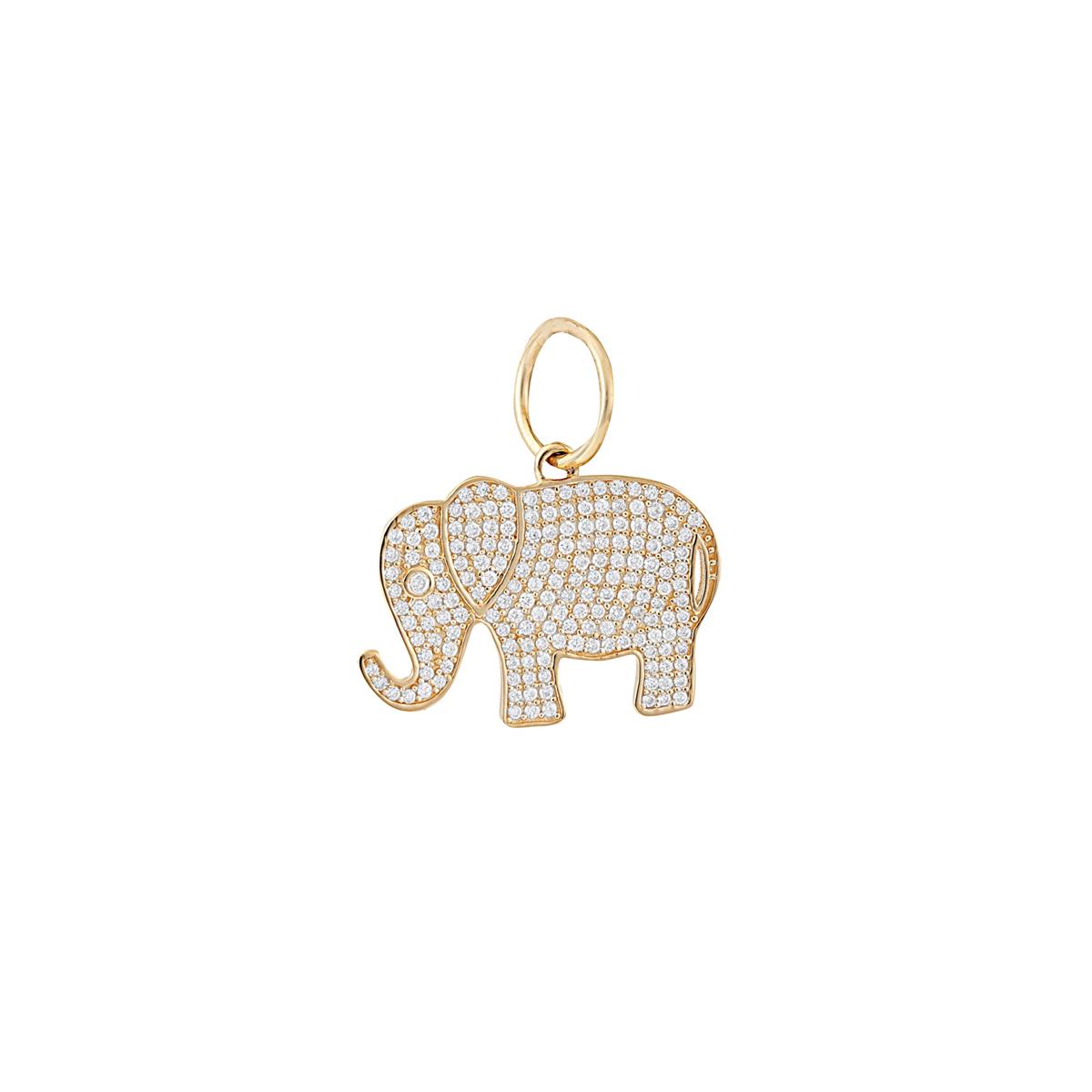 London Collection 14k Gold Diamond Elephant Pendant