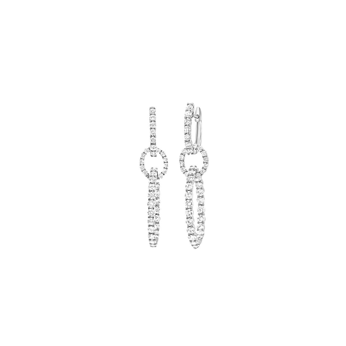 London Collection 14k White Gold Diamond Circle Drop Earrings
