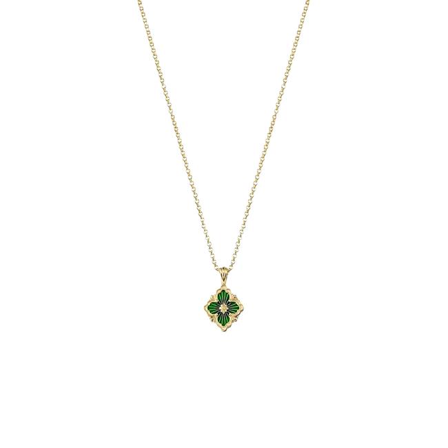 Buccellati Opera Tulle 18k Yellow Gold Green Enamel Small Necklace