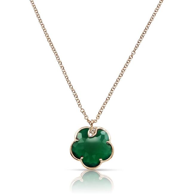 Pasquale Bruni Petite Joli 18k Rose Gold Green Agate And Diamond Necklace