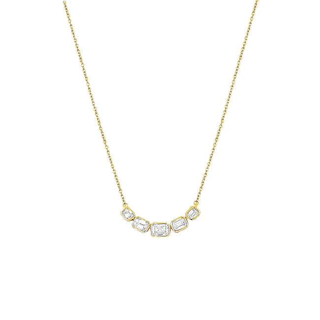 London Collection 14k Yellow Gold Emerald Cut Diamond Necklace