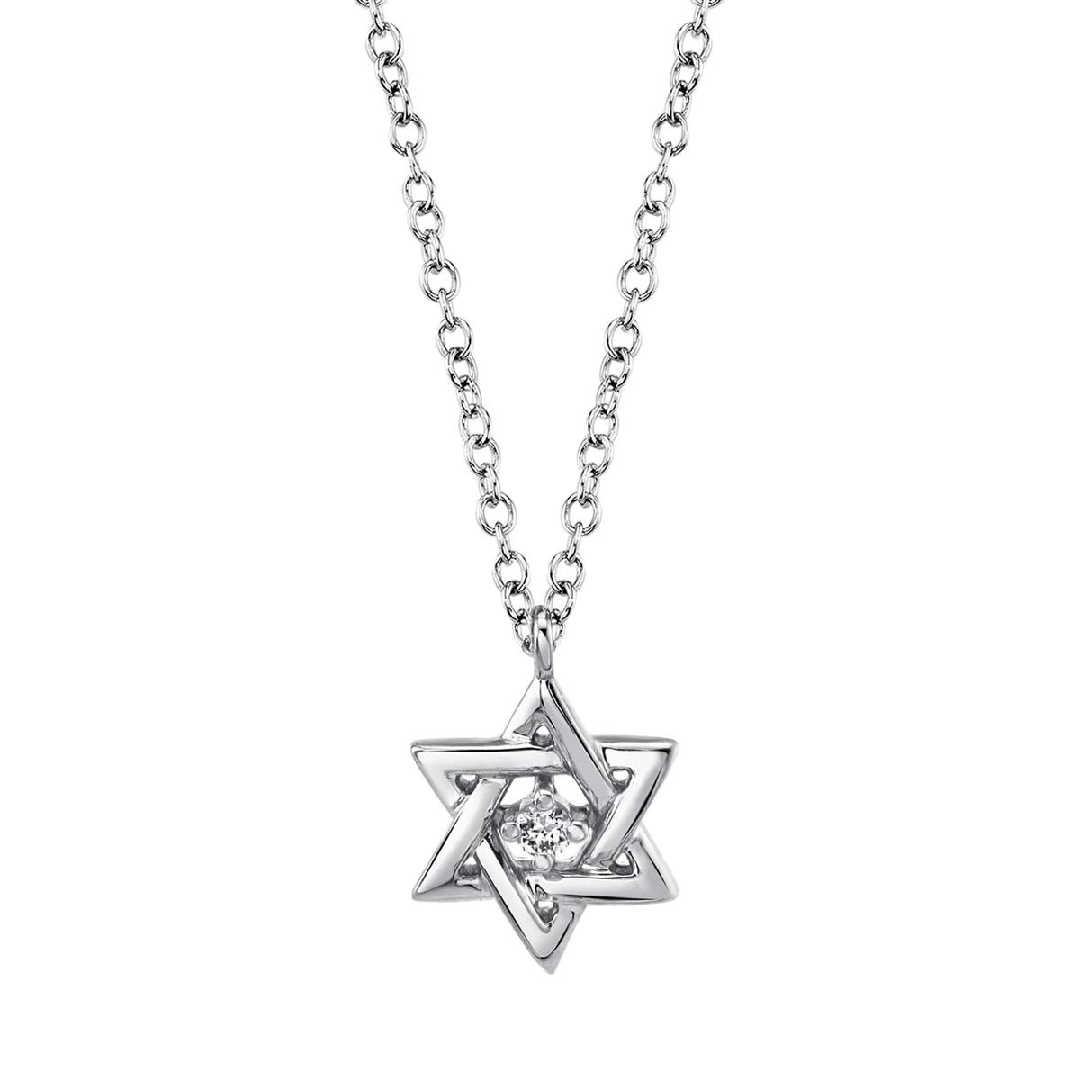 London Collection Single Diamond Star of David Necklace