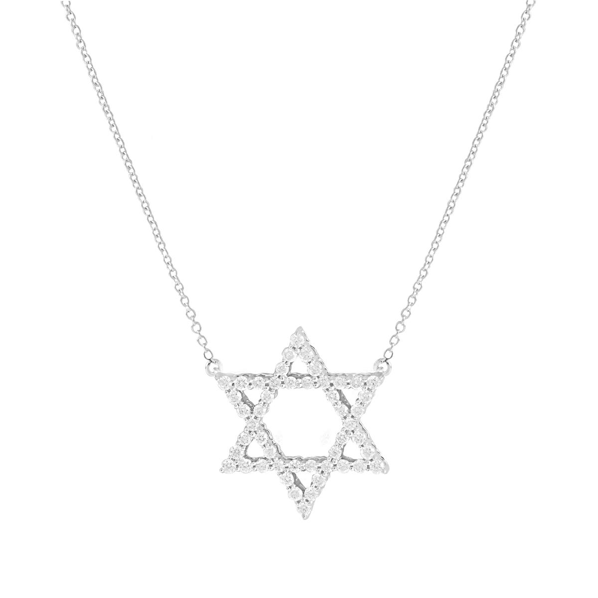 London Collection 14k Star of David Diamond Pendant Necklace