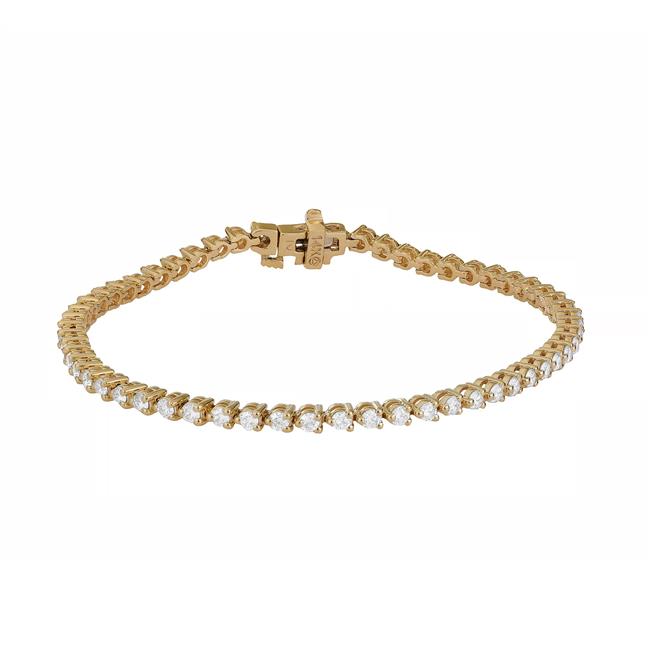 London Collection 14k Yellow Gold Diamond 3 Prong Tennis Bracelet